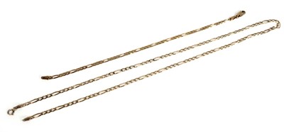 Lot 668 - A 9ct yellow gold figaro link necklace, l....