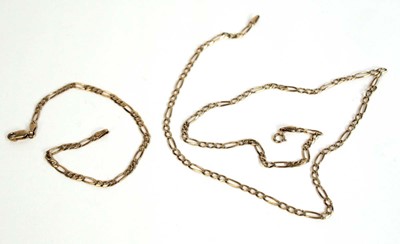 Lot 668 - A 9ct yellow gold figaro link necklace, l....
