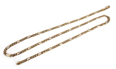 Lot 669 - A 9ct yellow gold figaro link necklace with...