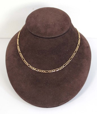 Lot 669 - A 9ct yellow gold figaro link necklace with...