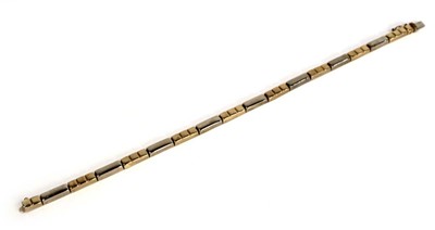 Lot 687 - A 9ct two colour bricklink bracelet, l. 19 cm,...