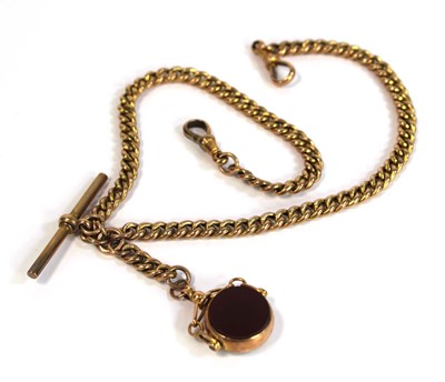 Lot 690 - A 9ct yellow gold curblink watch chain with...