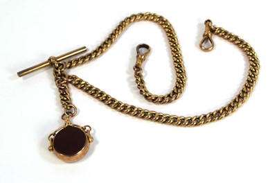 Lot 690 - A 9ct yellow gold curblink watch chain with...