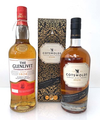 Lot 155 - 2 bottles, 1x The Glenlivet Caribbean Reserve...