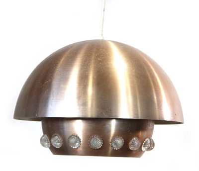 Lot 133 - A Danish copper finished ceiling light of semi-...