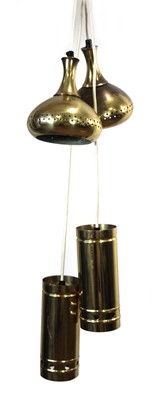 Lot 248 - Two pairs of Danish brass finished pendant...