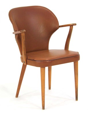 Lot 254 - A 1950's Swedish beech framed elbow chair with...