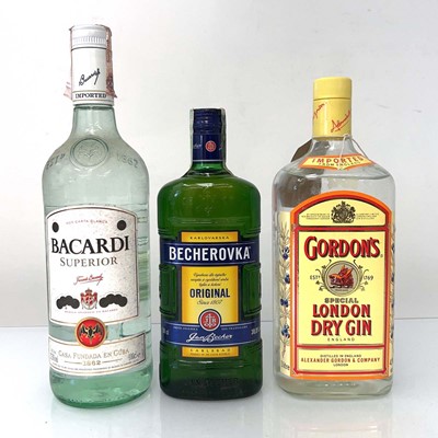 Lot 164 - 3 bottles, 1x Gordon's Special London Dry Gin...