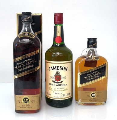 Lot 168 - 3 bottles, 2x Johnnie Walker Black Label 12...