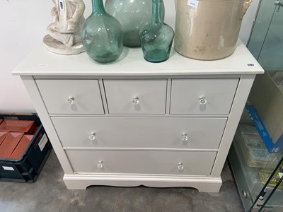 Lot 1707 - Modern gloss white chest of 3 over 2 drawers