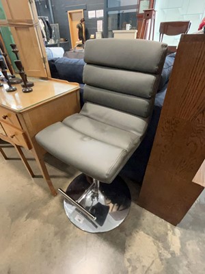 Lot 1732 - Grey leatherette upholstered bar height stool...