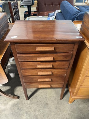 Lot 1736 - Hardwood set of music drawers raised on...
