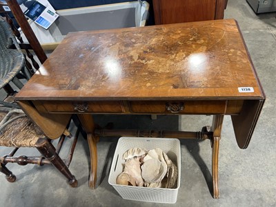 Lot 1738 - Burr walnut finish drop side occasional table...