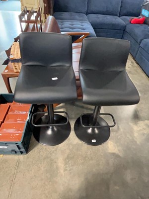 Lot 1741 - Pair of black leatherette upholstered bar...