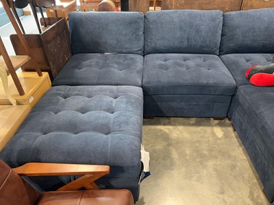 Lot 1752 - Thomasville L shaped navy blue fabric...