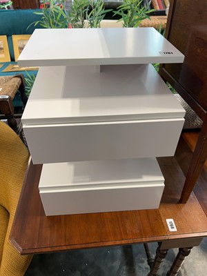 Lot 1781 - 2 gloss white finish single drawer wall hung...