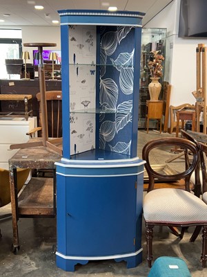 Lot 1782 - Freestanding corner display cabinet painted in...