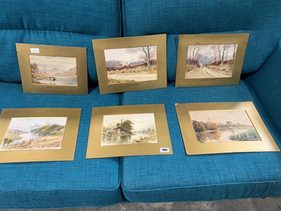 Lot 1785 - 6 gilt mounted watercolours of various...