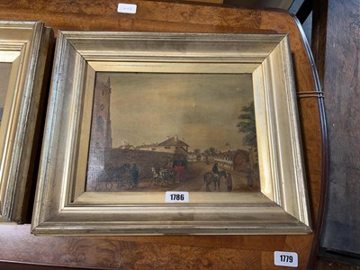 Lot 1786 - Oil on canvas of a British Parish scene signed...