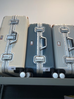 Lot 1145 - Blue Swiss military suitcase set