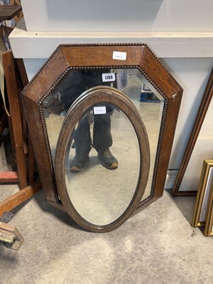 Lot 1789 - 2 various dark oak framed and beveled mirrors