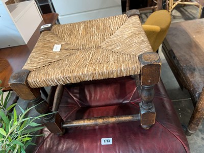 Lot 1790 - Dark oak rush seated stool