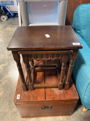 Lot 1792 - Small nest of dark oak coffee tables