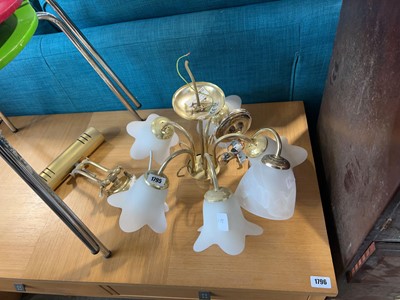 Lot 1795 - Brass finish ceiling light fixture with...