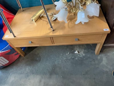 Lot 1796 - Light oak finish coffee table with drawers
