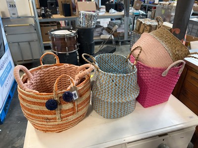 Lot 1807 - Assortment of decorative wicker baskets