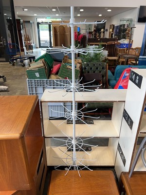 Lot 1808 - White metal mobile shop display stand