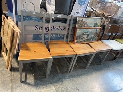 Lot 1849 - Set of 4 grey painted pine panel seated dining...