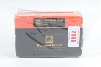 Lot 2566 - (S1) 40 x .375 H&H Mag. RWS 300gr rifle...