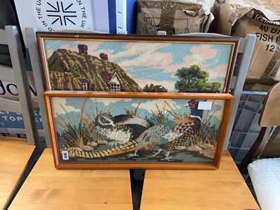 Lot 1859 - 3 various framed tapestries