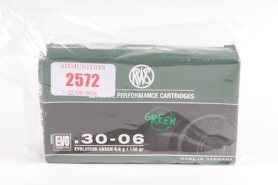 Lot 2572 - (S1) 20 x .30-06 RWS Evolution Green 136gr...