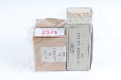 Lot 2574 - (S1) 200 x 9mm Ball cartridges in original...
