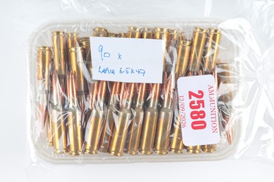 Lot 2580 - (S1) 90 x 6.5x47mm Lapua rifle cartridges, loose