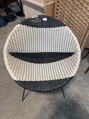Lot 1864 - Woven black and white tub style chair on...