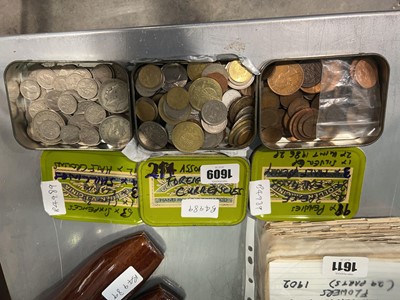 Lot 1609 - 3 tins of coinage including halfpennies,...