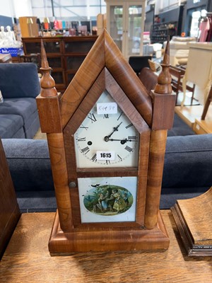 Lot 1615 - Walnut cased mantel clock with decorative...