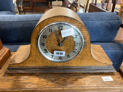 Lot 1616 - Dark oak cased Napoleon type mantel clock