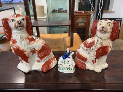 Lot 1620 - Pair of Staffordshire ceramic type dogs and a...