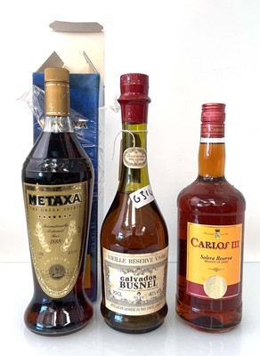 Lot 176 - 3 bottles of Brandy, 1x Metaxa Amphora 7 star...