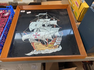 Lot 1631 - Framed metallic picture of a battleship