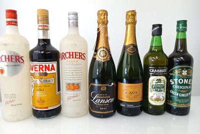 Lot 272 - Mixed lot of 7 bottles, 1x Lanson Black Label...