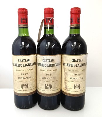 Lot 302 - 3 bottles of 1982 Chateau Malartic Lagraviere...