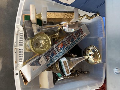 Lot 1642 - Crate containing an assortment of trophies,...