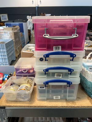 Lot 1659 - Stackable storage boxes containing crafting...