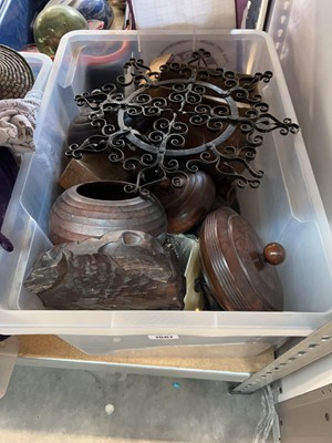Lot 1667 - Clear crate of turned wooden goods including...