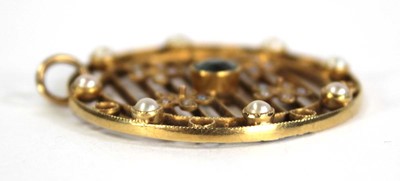 Lot 722 - An Edwardian yellow metal openwork pendant of...